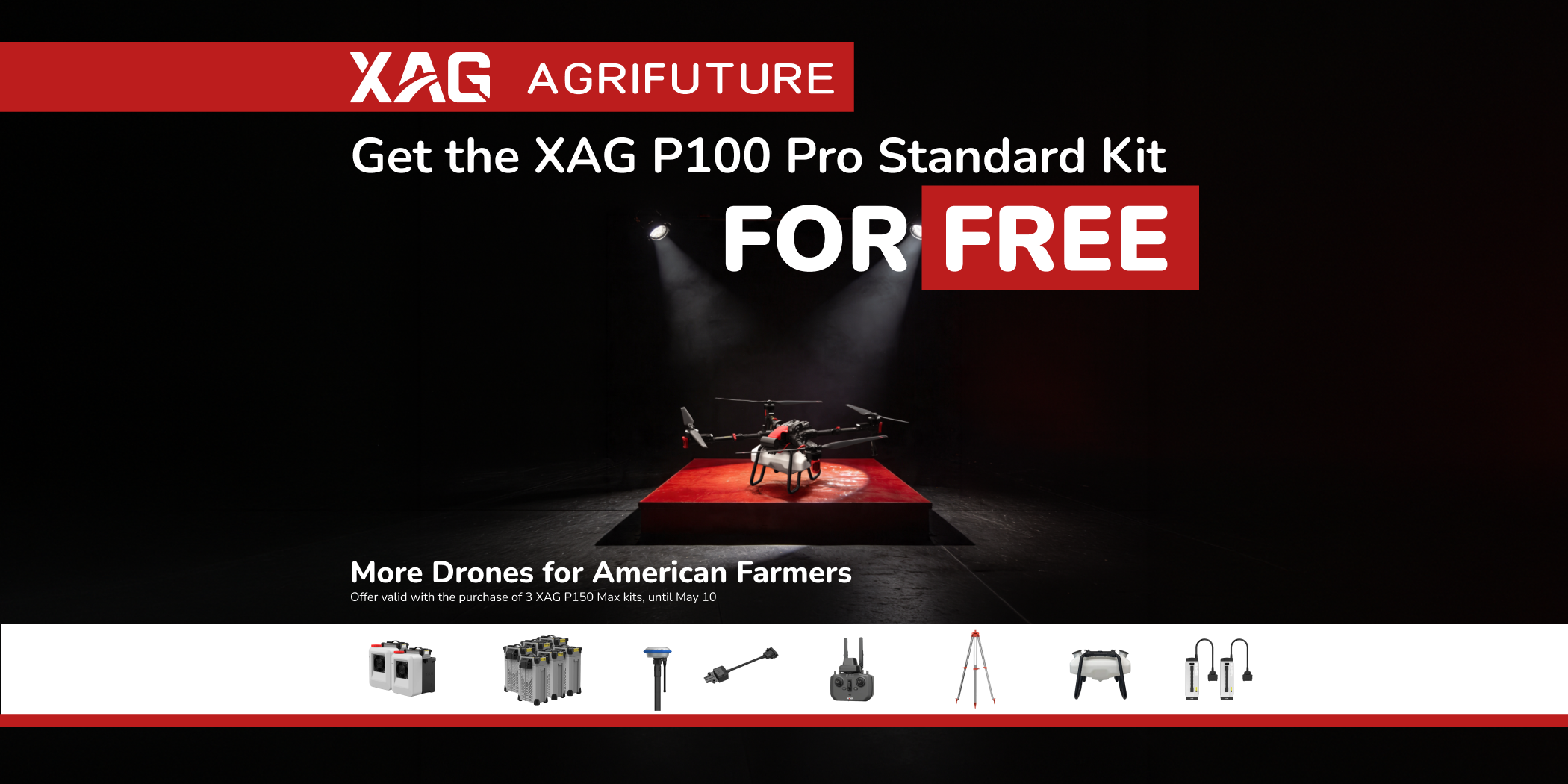 Get a Free XAG P100 Pro Standard Kit with Purchase of 3 XAG P150 Max Kits. Limited offer from XAG Agrifuture
